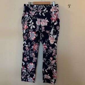 New York & Company Floral Ankle Pants - Navy and Pink